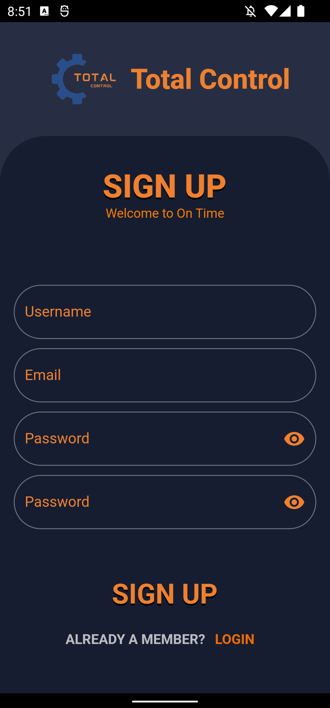 Sign Up Screen